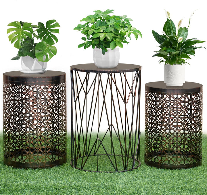 Multifunctional Indoor/Outdoor Side & Coffee Tables, Flower Bronze