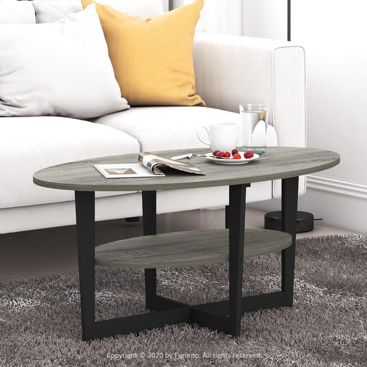 Furinno Coffee Table, French Oak Grey/Black