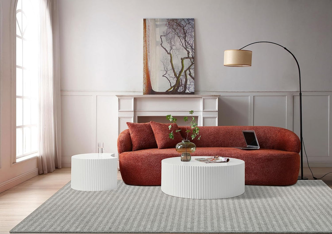 White Round Coffee Table for Living Room, Apartment, and Mall