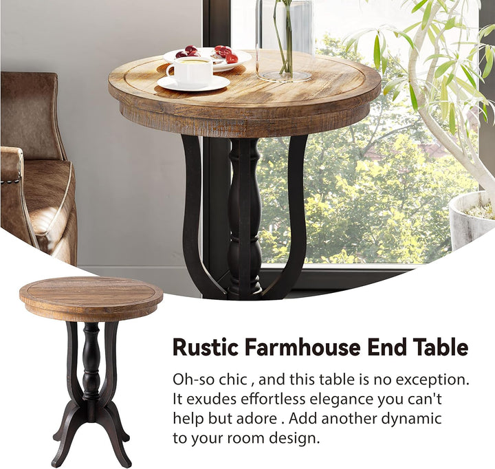 Rustic Accent End Table, Farmhouse Side Table, Black