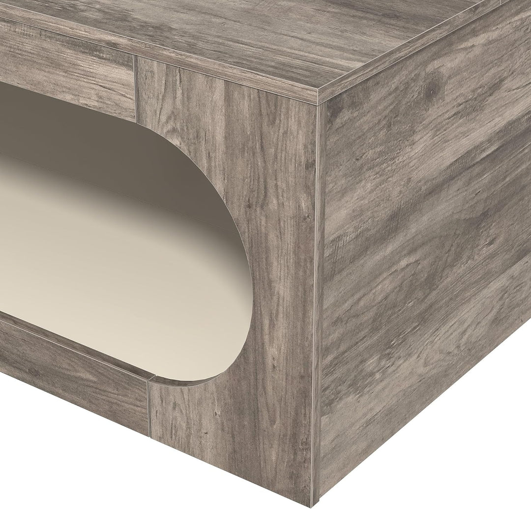 Galano Janus Modern Rectangular Coffee Table, 2-Tier, Knotty Grey Oak