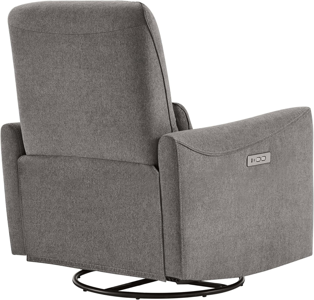 Power Recliner Chair Swivel Glider, FSC Certified Upholstered Living Room Reclining Sofa Chair with Lumbar Support, Metal Grey