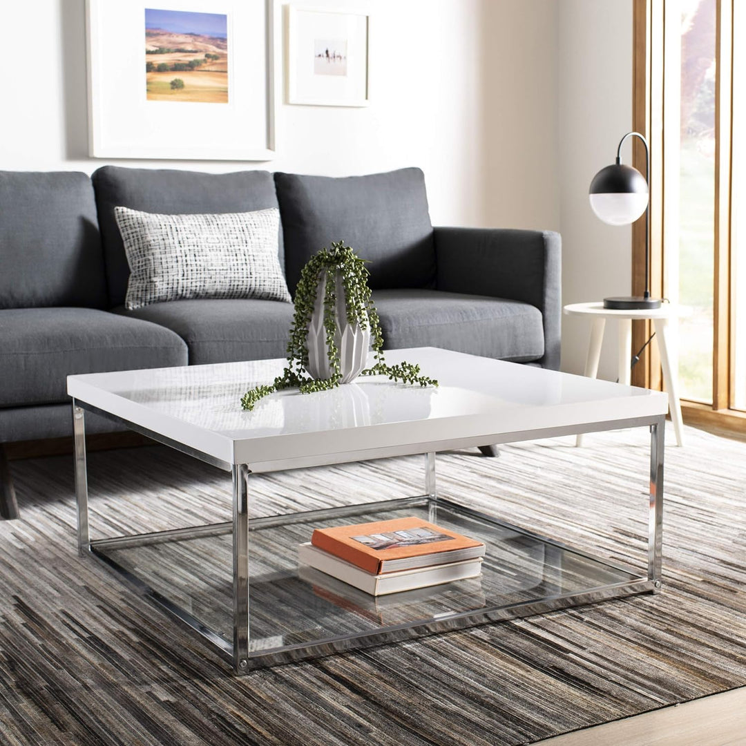 Safavieh Home Glam Coffee Table, White and Chrome