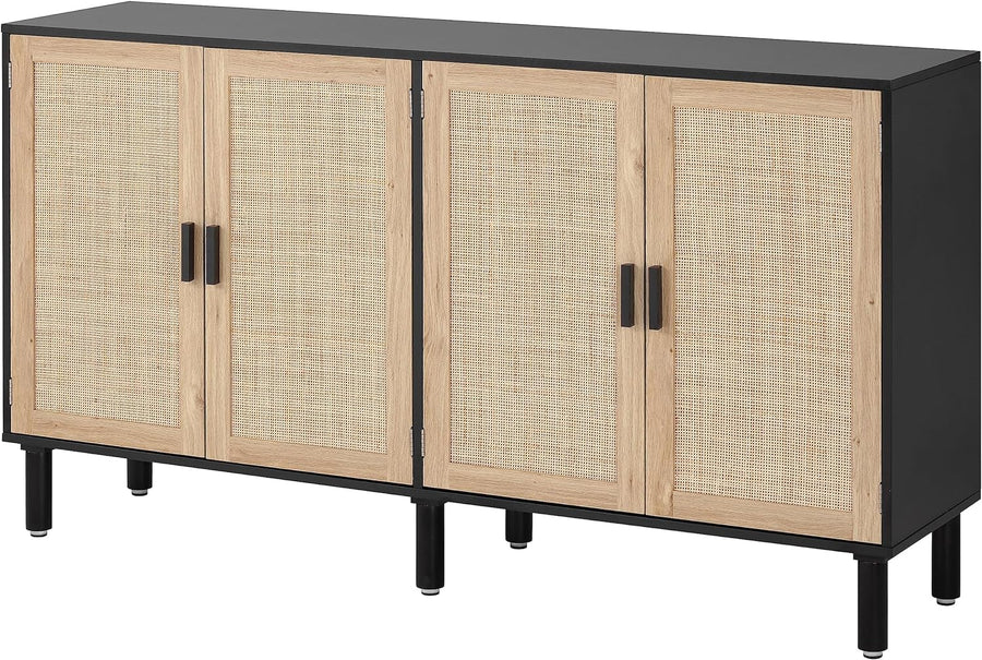 4 Door Sideboard Buffet Cabinet, 62.3x15.7x34.6