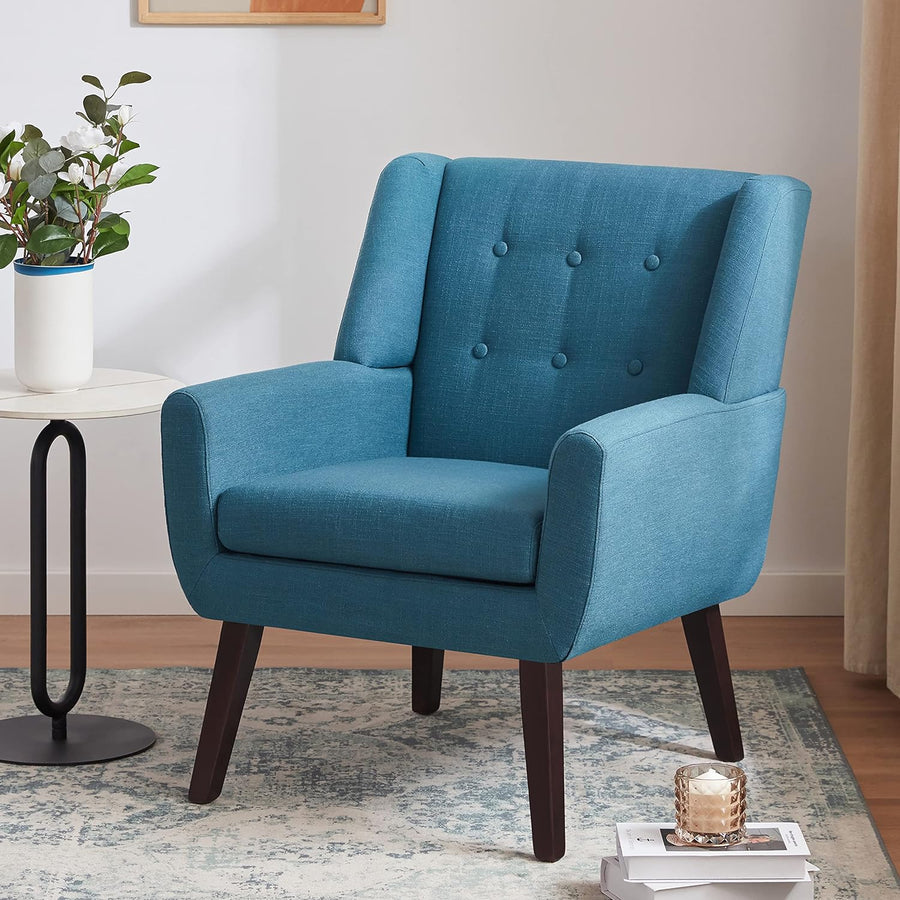 Button-Tufted Accent Chairs Lake Blue