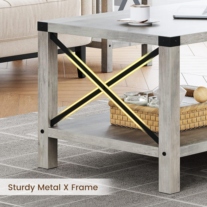 Rustic Farmhouse Tea Coffee Table, Grey