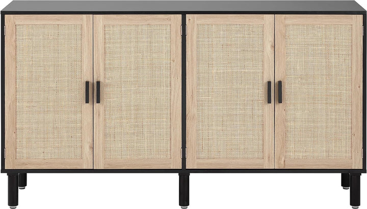 4 Door Sideboard Buffet Cabinet, 62.3x15.7x34.6