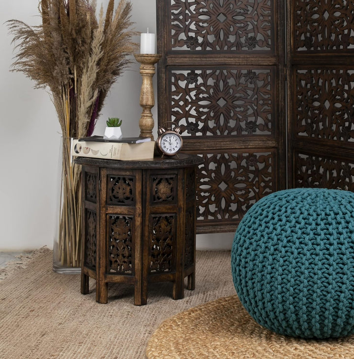 Solid Wood Accent End Table - Antique Brown