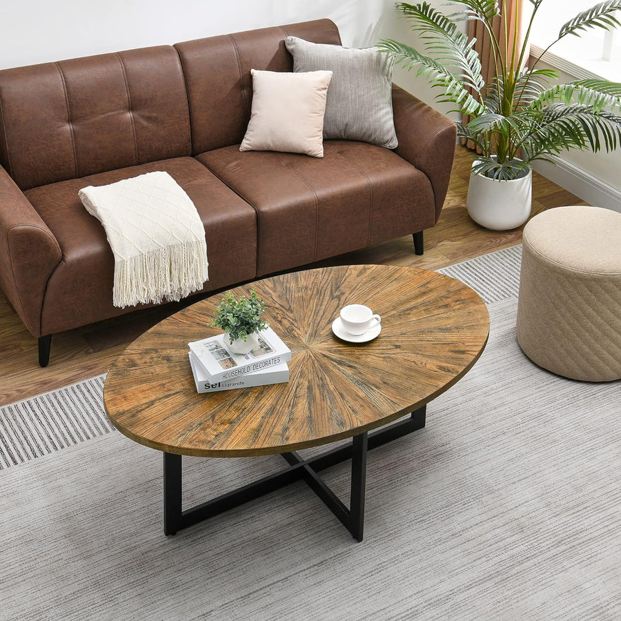 Solid Wood Coffee Table, Mid-Century Modern Design, Brown Tea