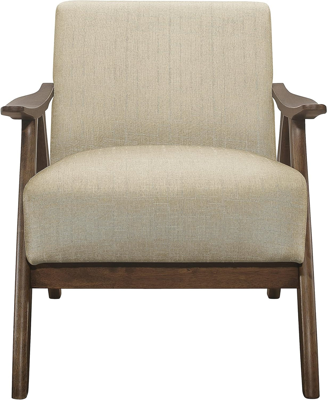 Mid Century Modern Accent Chair, Linen, Brown