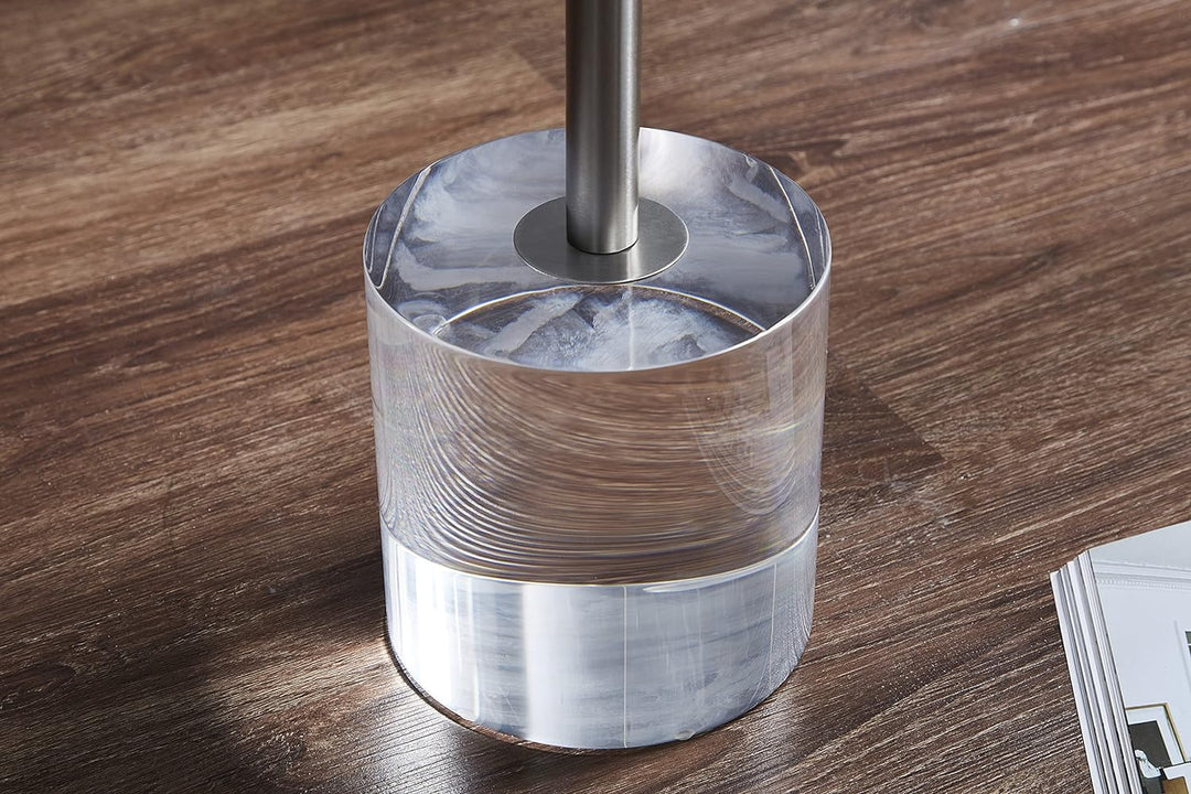 Clear Acrylic End Table,Brushed Silver Metal,12x12x21.3