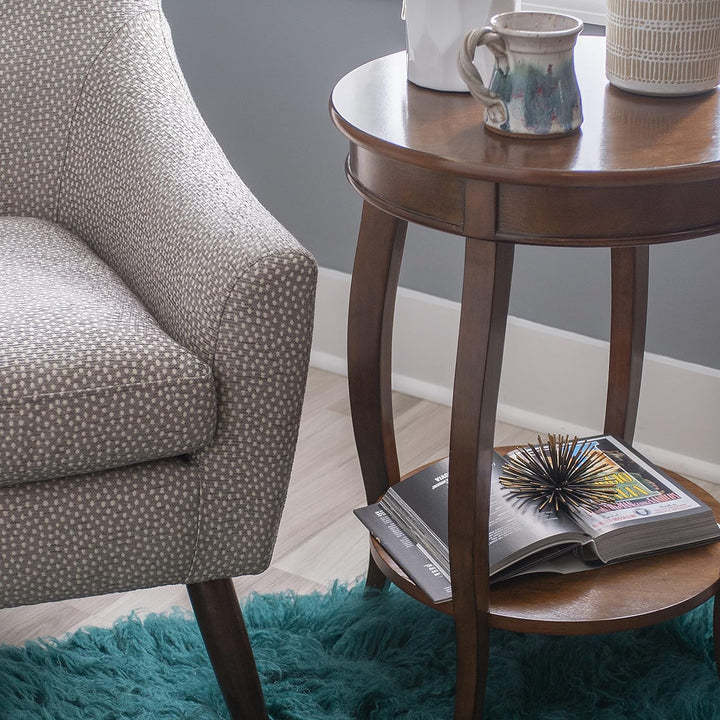 Hazelnut Round Shelf Table, 18" x 18" x 24