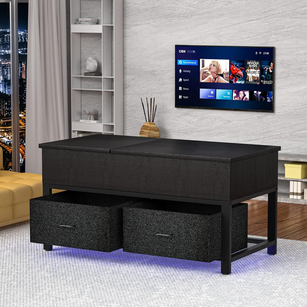 Lift Top Coffee Table with Storage, Modern Square Center Tables, Black