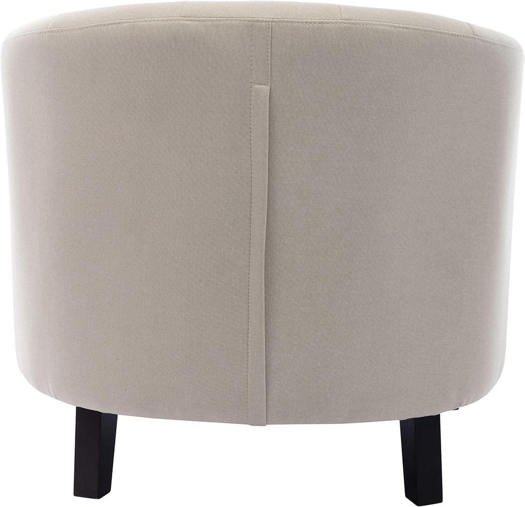 Upholstered Accent Armchair Linen Fabric Barrel Chairs