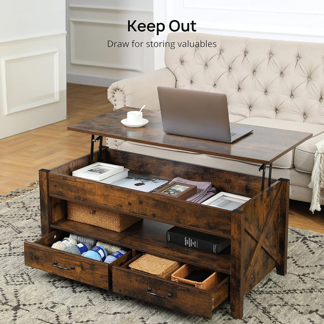 Rustic Brown Coffee Table, Rectangular Wooden Accent Table