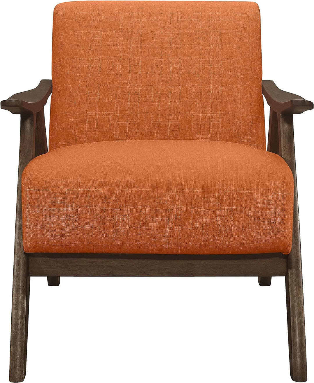 Mid Century Modern Accent Chair, Orange Linen