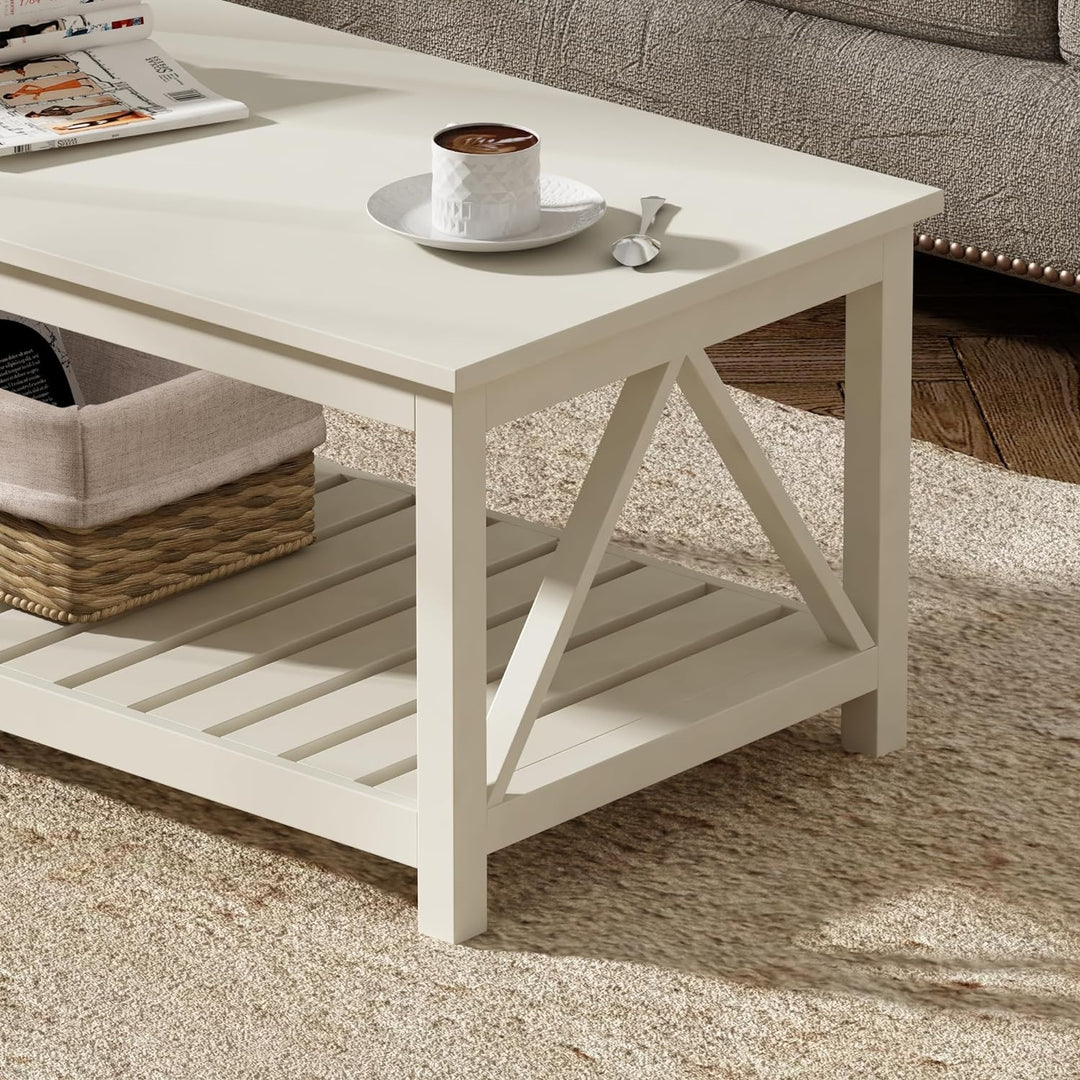 ChooChoo Coffee Table, Living Room Table, Antique White