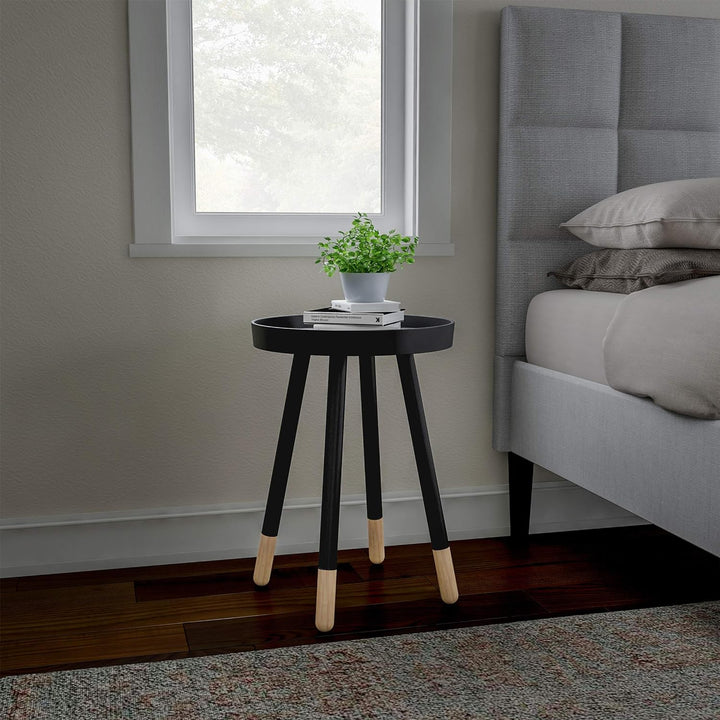 (Black) Round End Table Mid-Century Modern