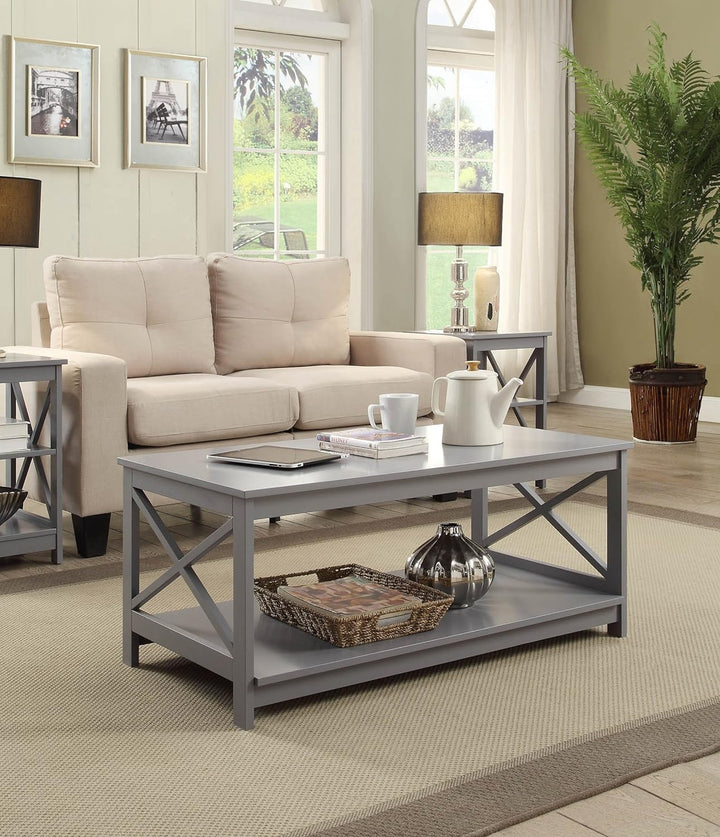 Oxford Coffee Table with Shelf, Gray