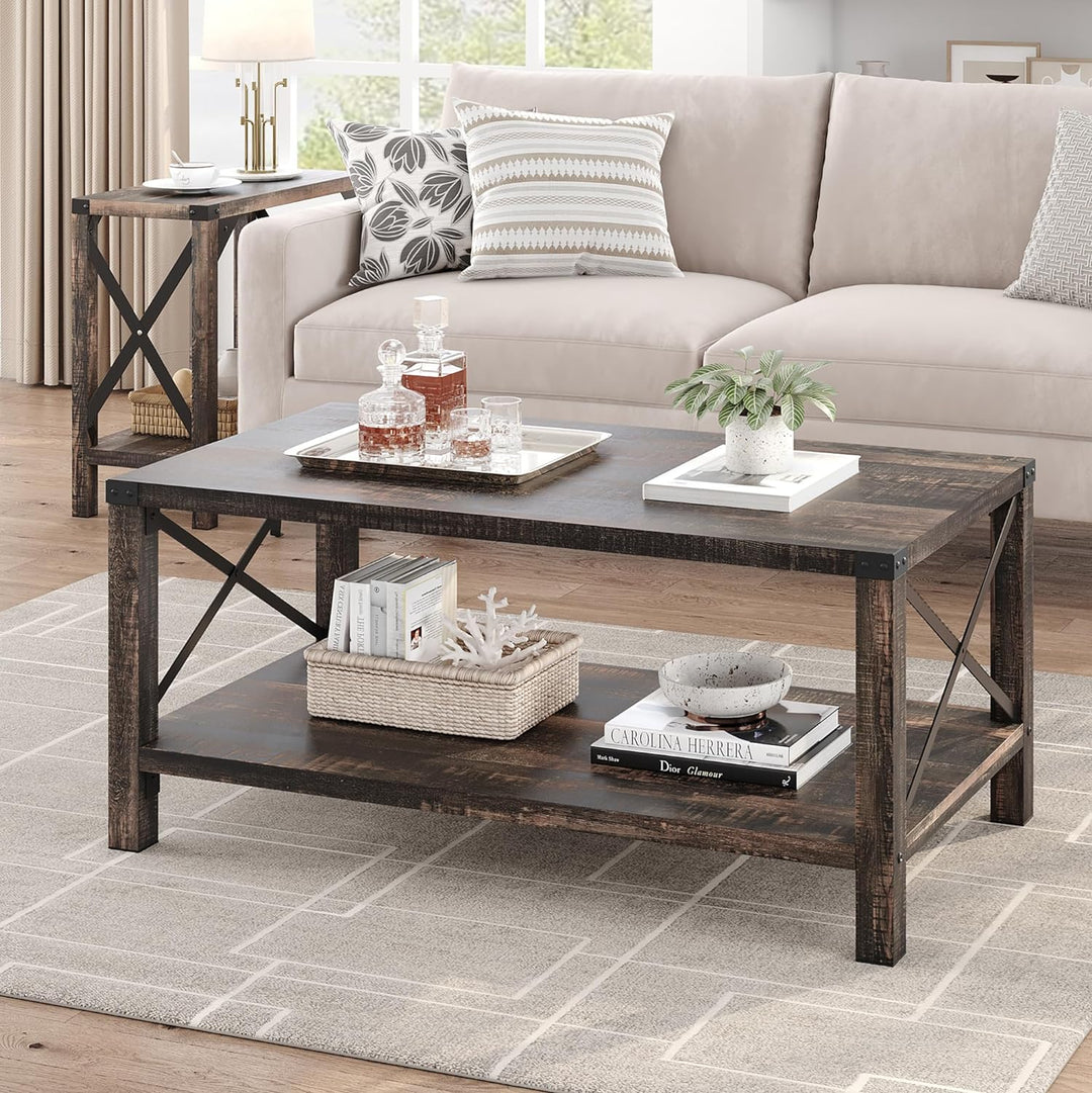 Farmhouse Coffee Table, Rustic Oak