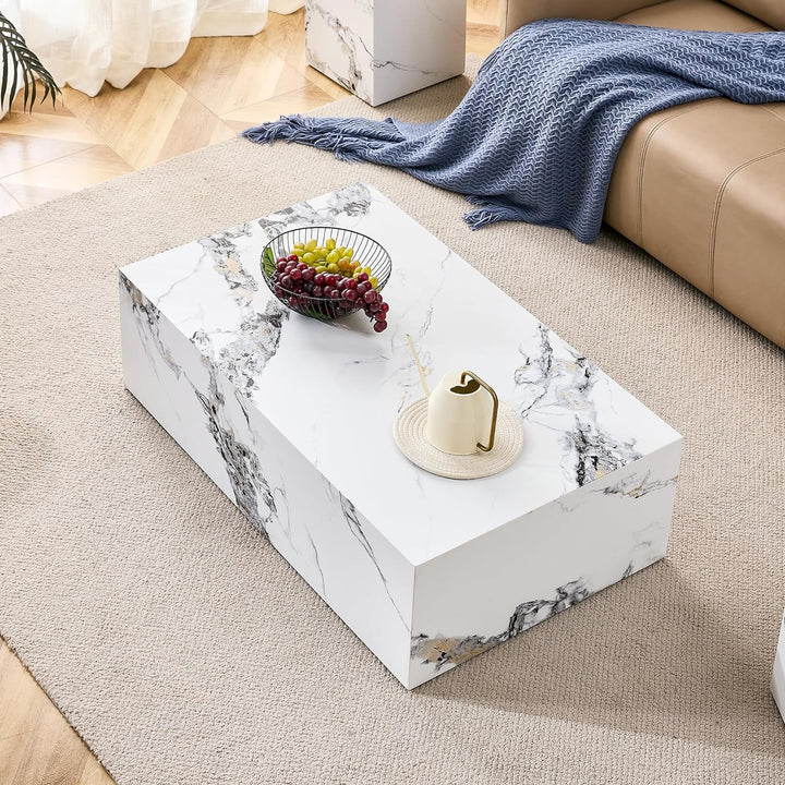 Elegant Marble Coffee Table, Stylish Design, Durable Marble Top, White6