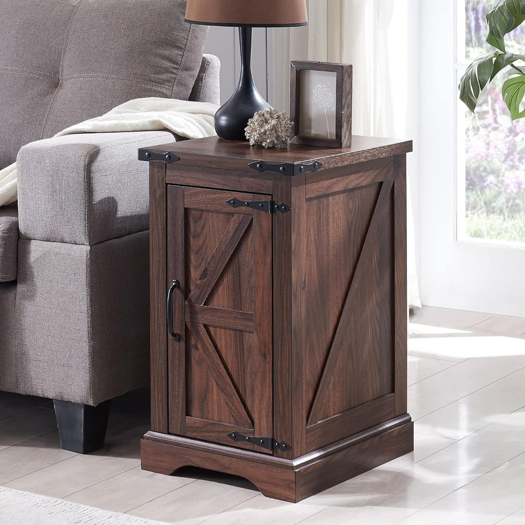 Nightstand Charging Station Farmhouse End Table