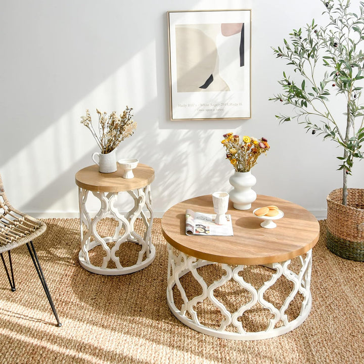 Rustic Farmhouse End Table, Distressed Wood Top