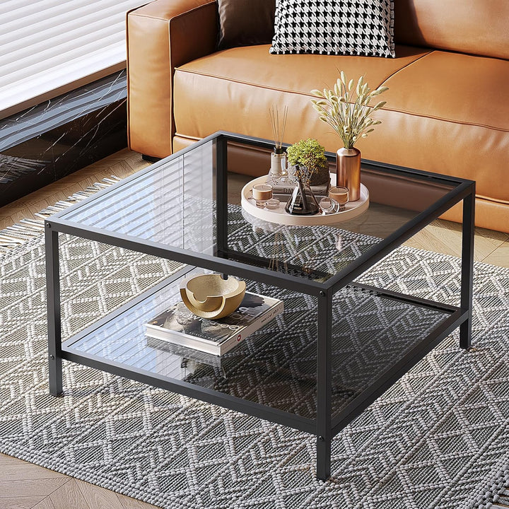 Modern Coffee Table 2-Tier Square Center Table