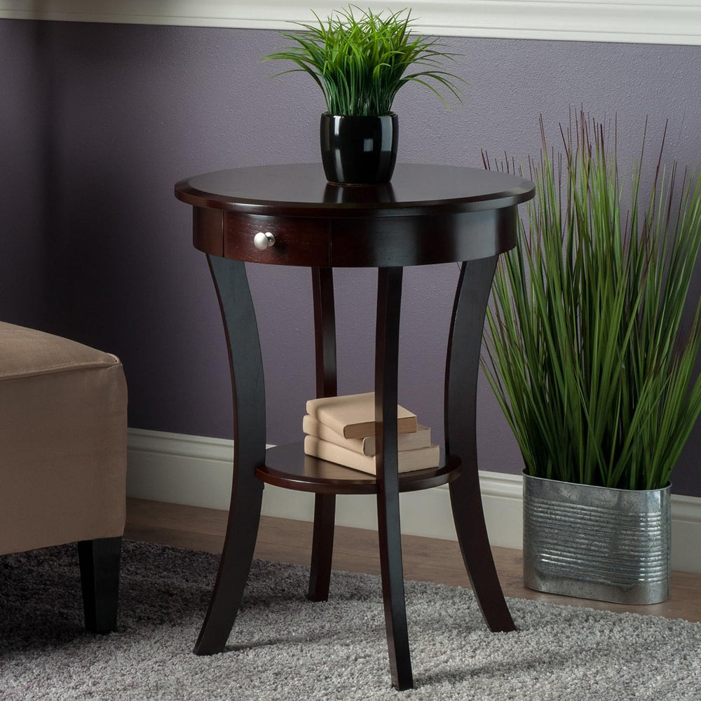 Wood Sasha Accent Table, Cappuccino, 20x20x27