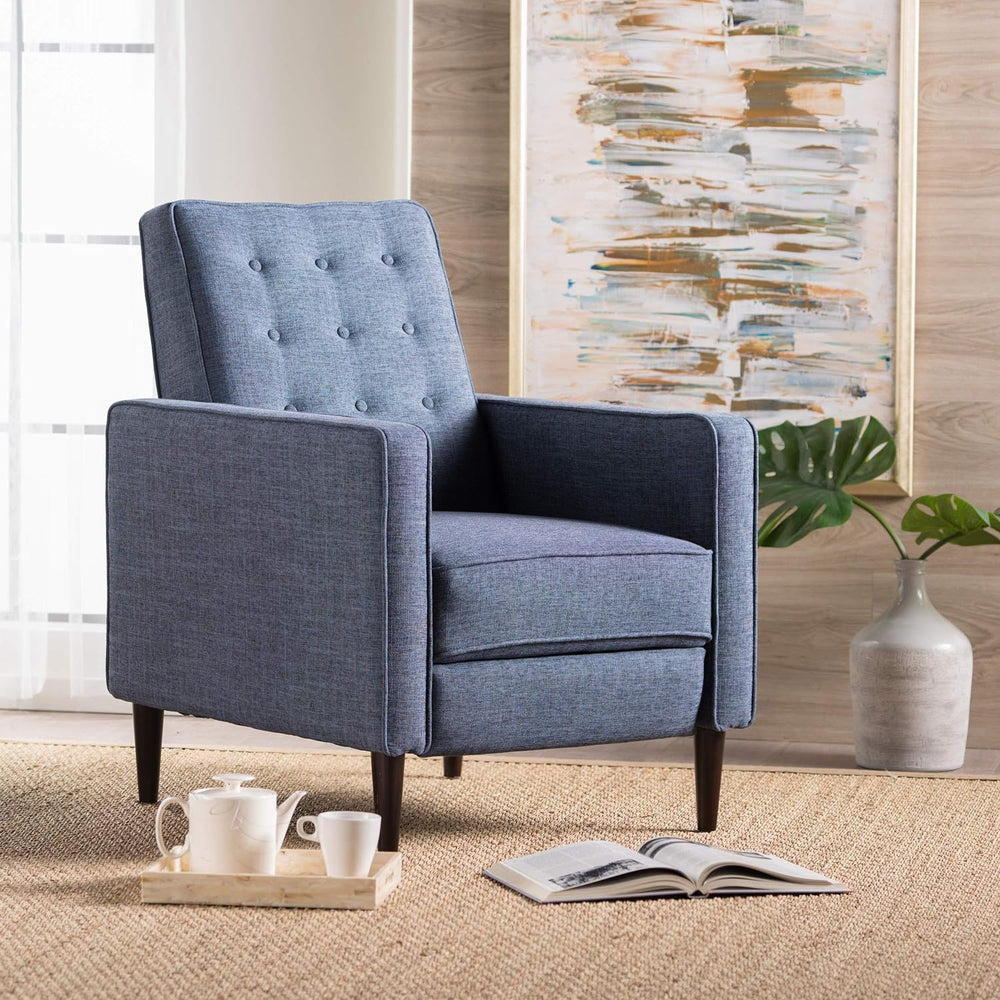 Mervynn Mid-Century Modern Recliner, Dark Blue