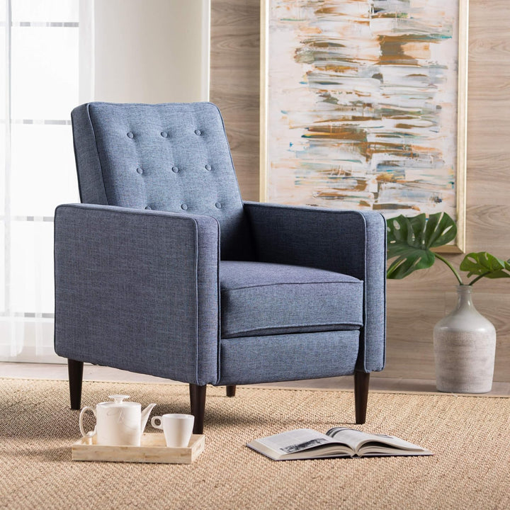 Mervynn Mid-Century Modern Recliner, Dark Blue