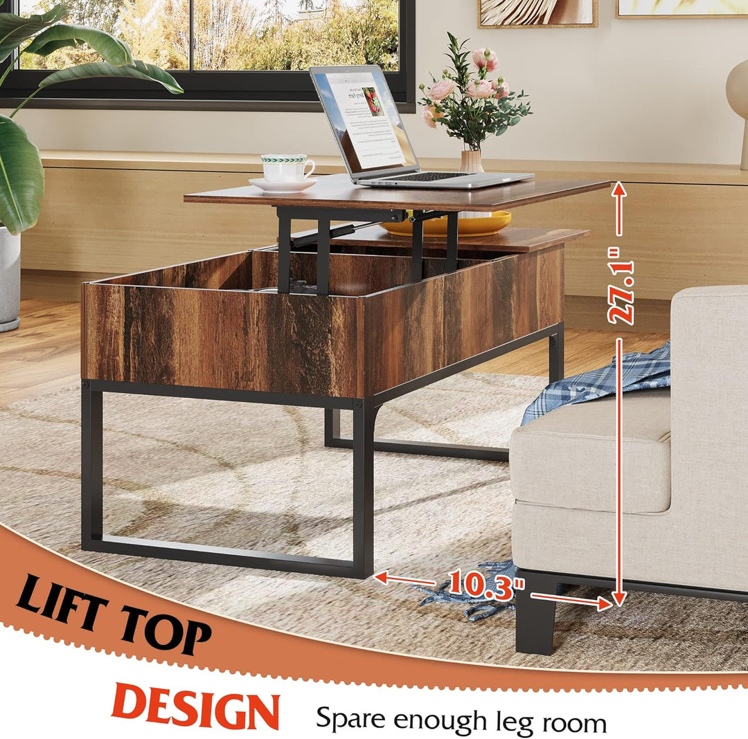 Lift Top Coffee Table with Hidden Storage, Modern Wood Design