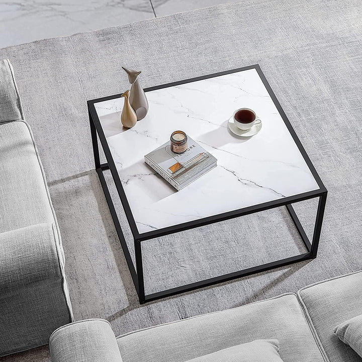 Marble Coffee Table, Small Square Center Table, Modern Design, White