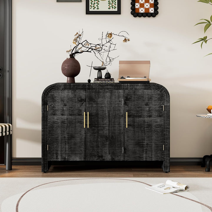 Elegant Curved Sideboard Buffet Cabinet, Black, 47.2