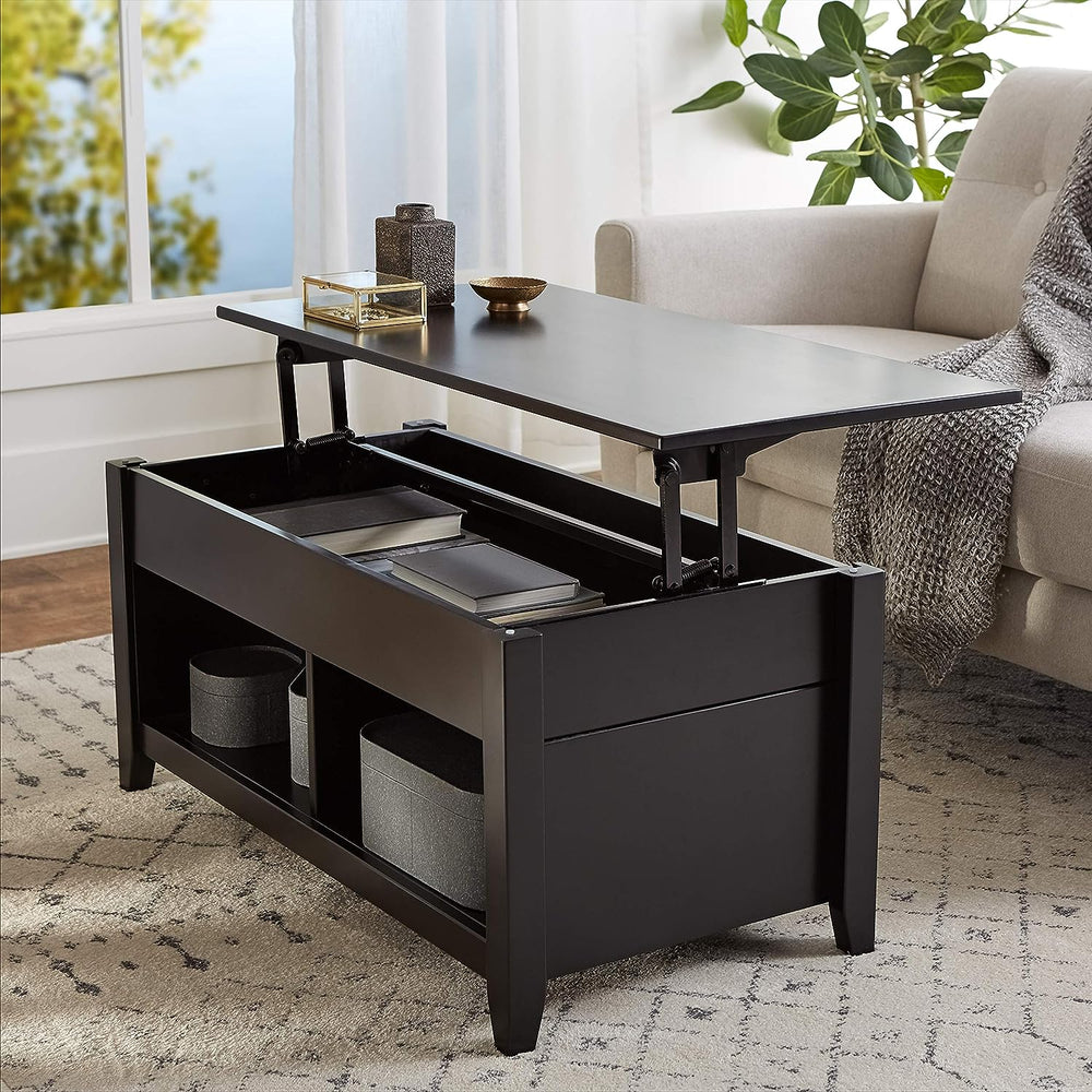 Lift-Top Storage Coffee Table, Black