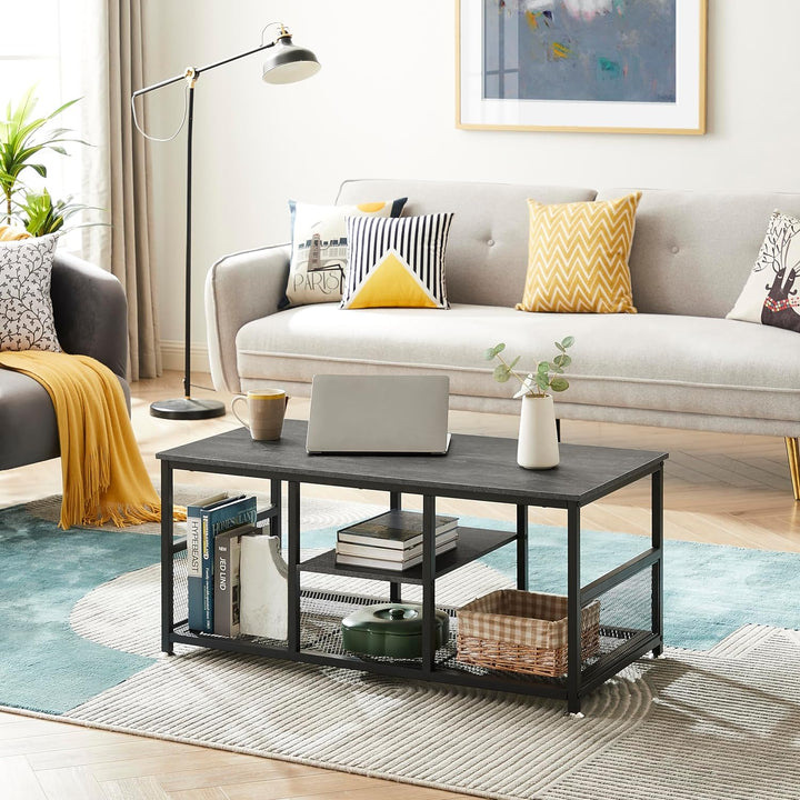 Versatile Coffee Table with Storage, Modern Industrial, Charcoal Grey