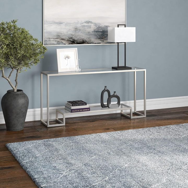 Rectangular Console Table, Entryway Accent Furniture, Satin Nickel