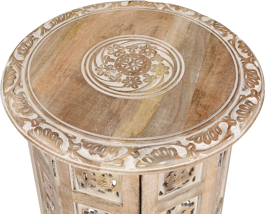 Round Side Table Wood Accent Table 18" Top x 18" - White