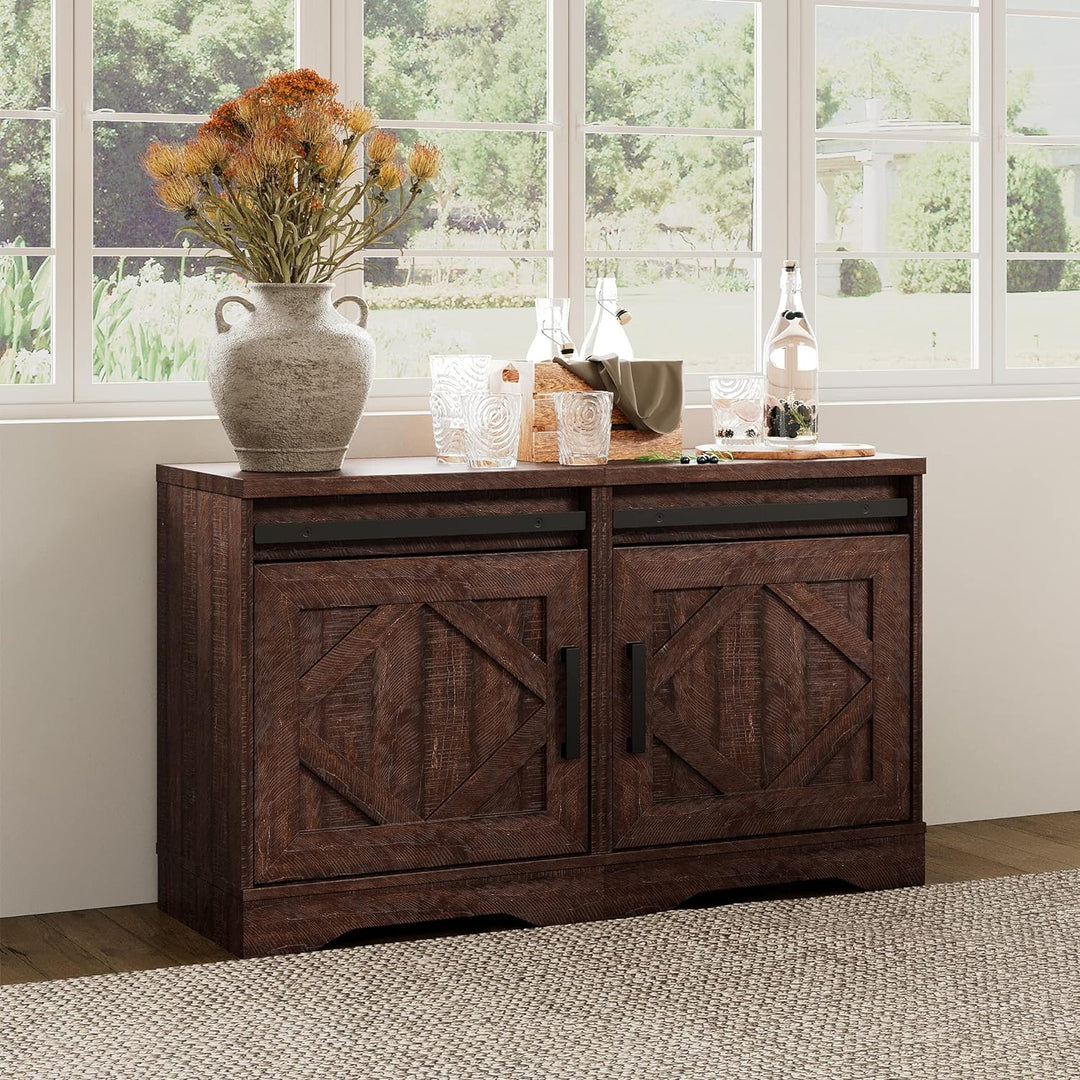 End Table Set of 2 Pedestal Side Table,Rustic Brown