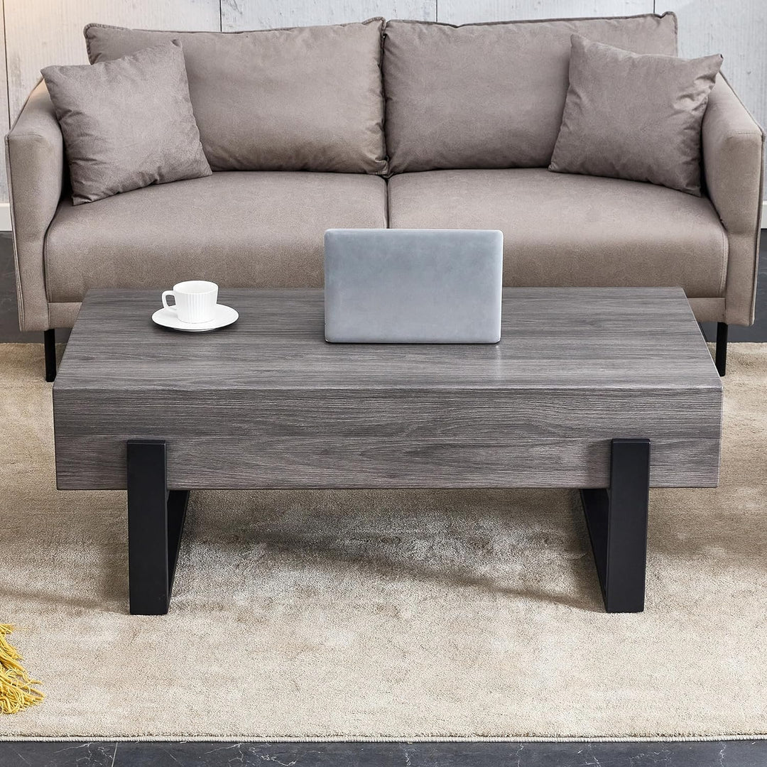 Rustic Modern Rectangular Coffee Table, Grey