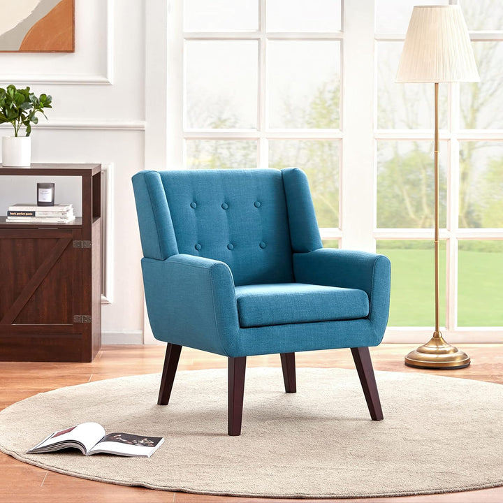 Button-Tufted Accent Chairs Lake Blue