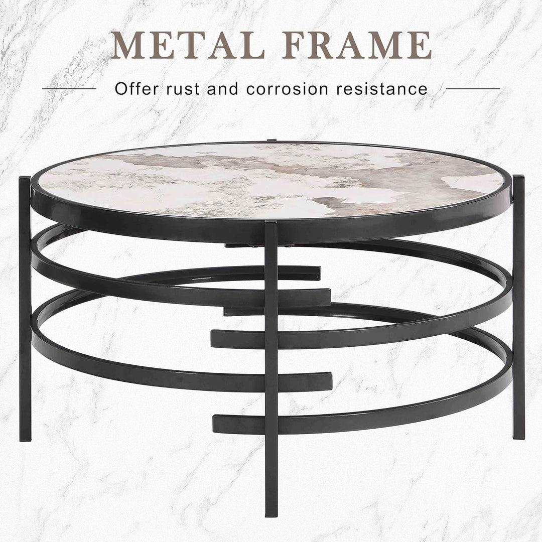 Circular Coffee Table, Sintered Stone, Grey