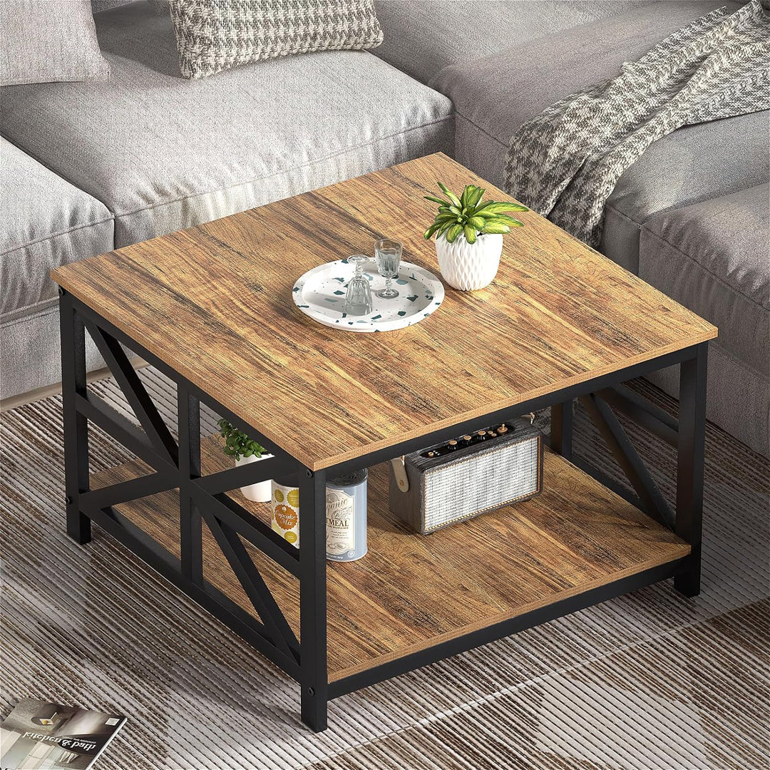 Farmhouse Coffee Table with Storage, Walnut