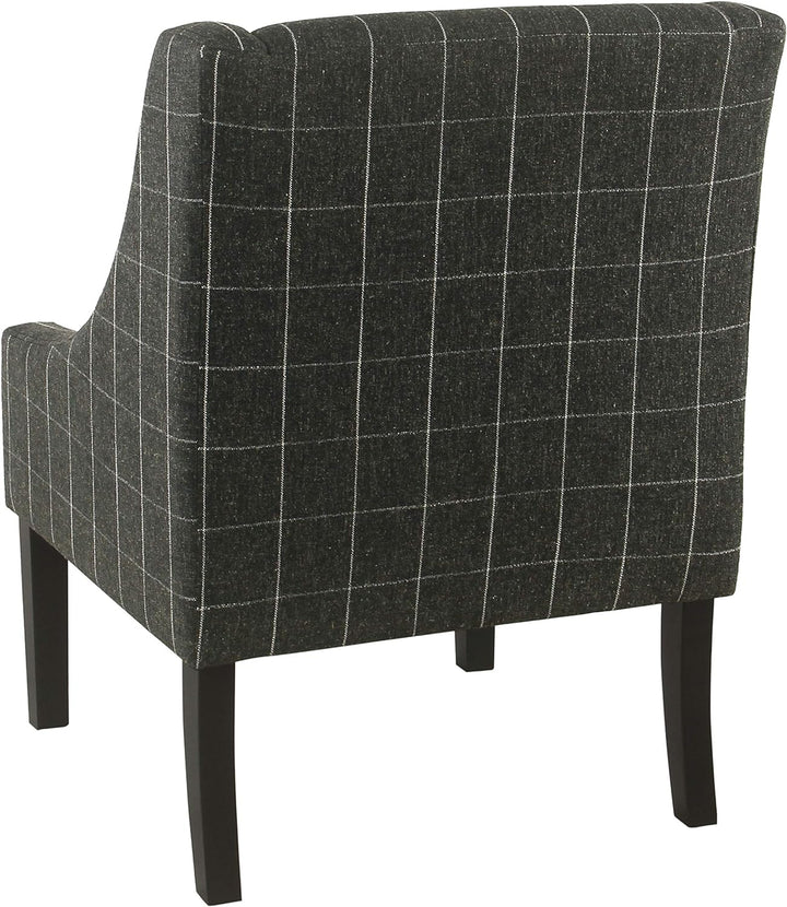 Modern Swoop Arm Accent Chair, Black Windowpane