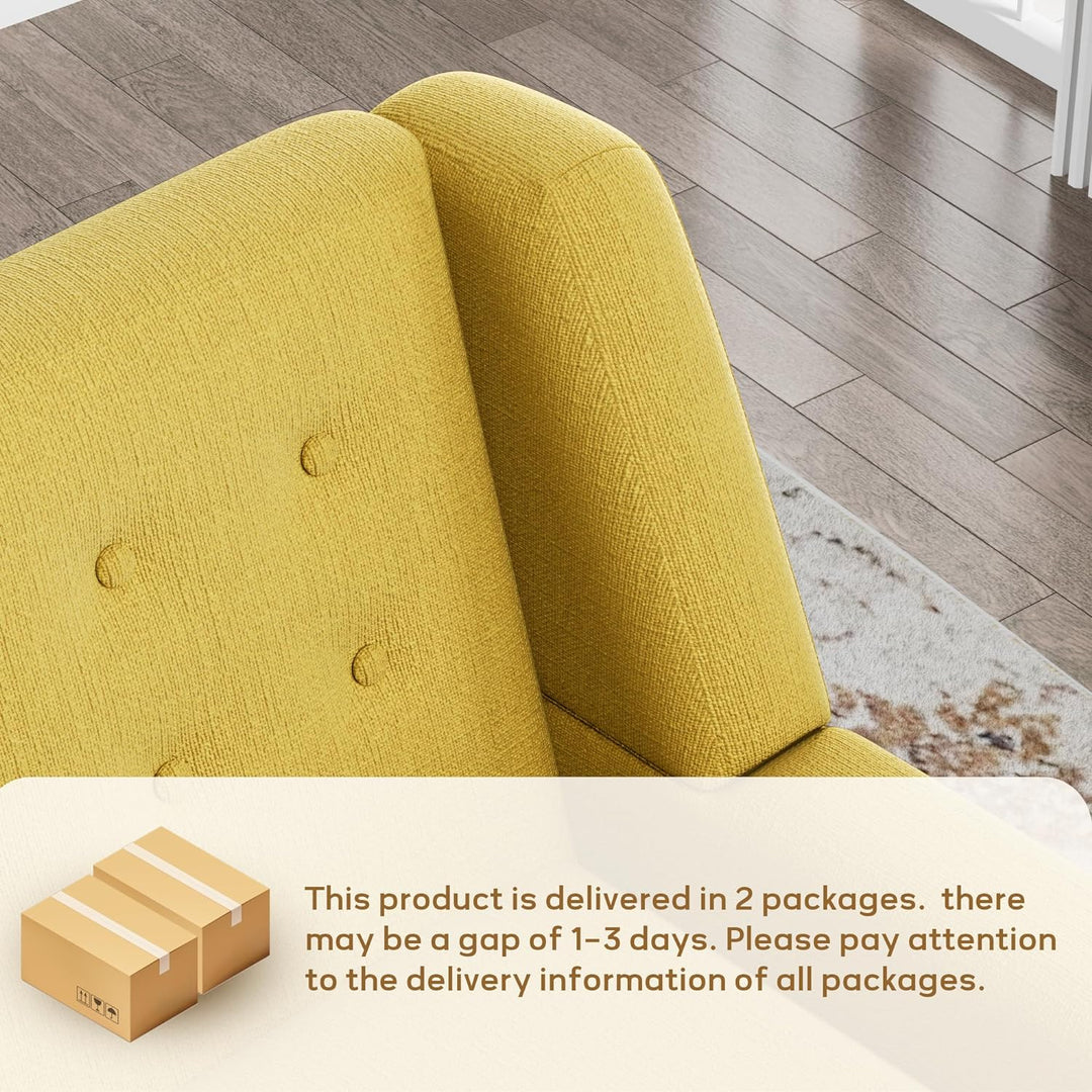 Accent Chair, Button Tufted Upholstered Sofa (Yellow)