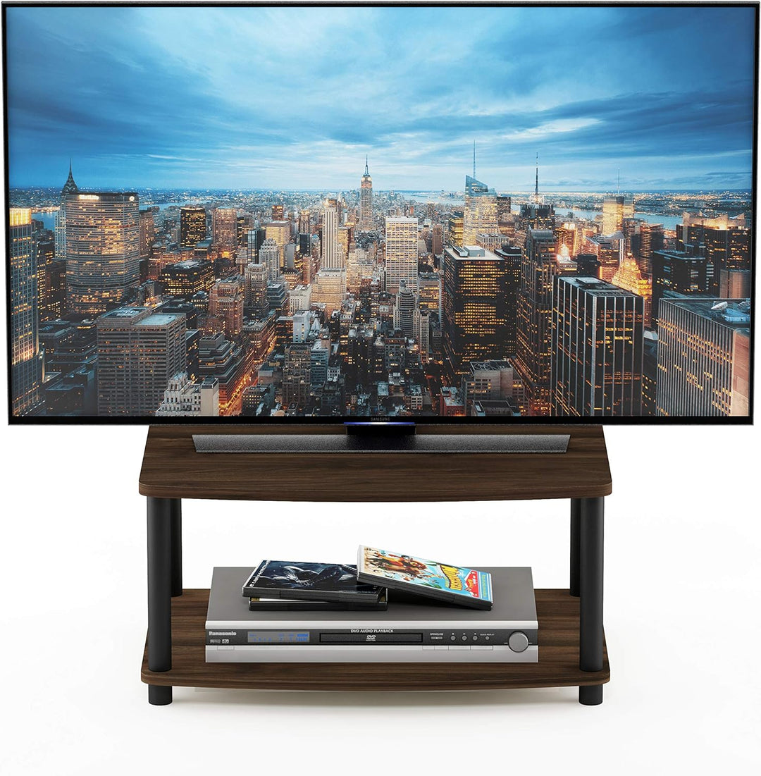 Elevated TV Stand, 2 Tiers, Plastic Tubes, Columbier Walnut/Black