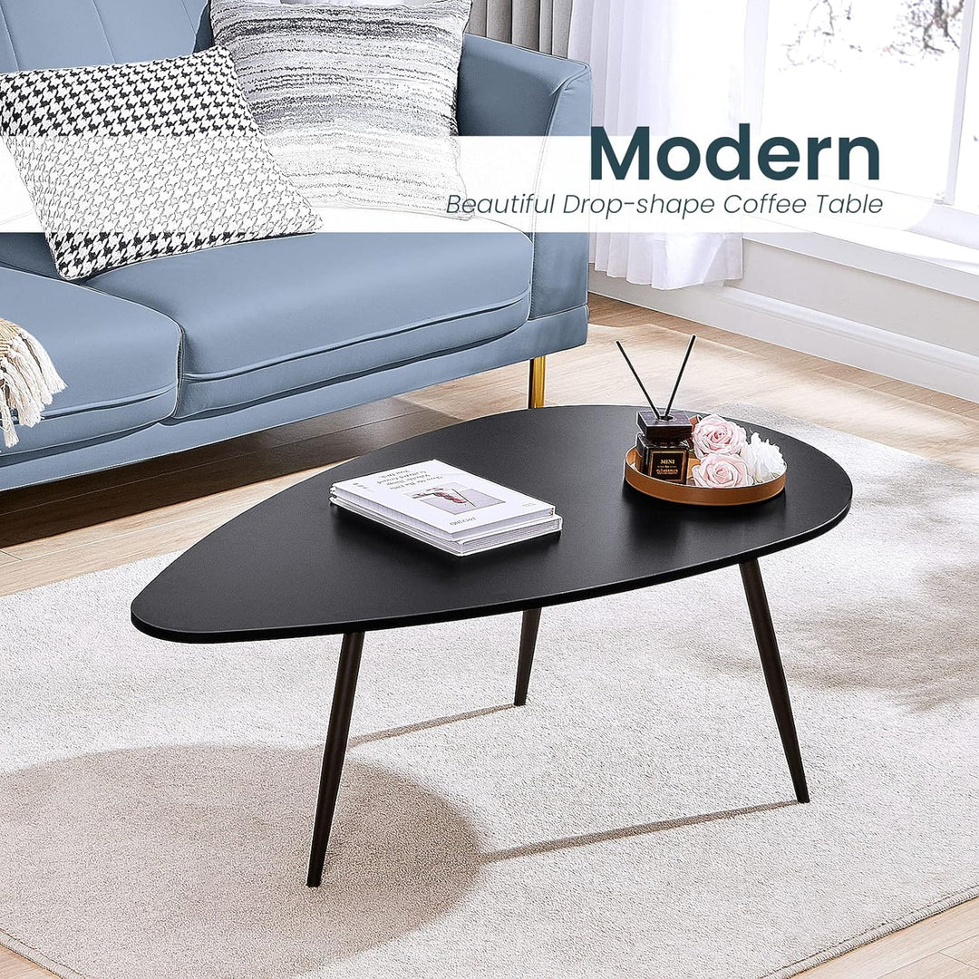 Modern Oval Coffee Table, Black Small Accent Table for Living Room