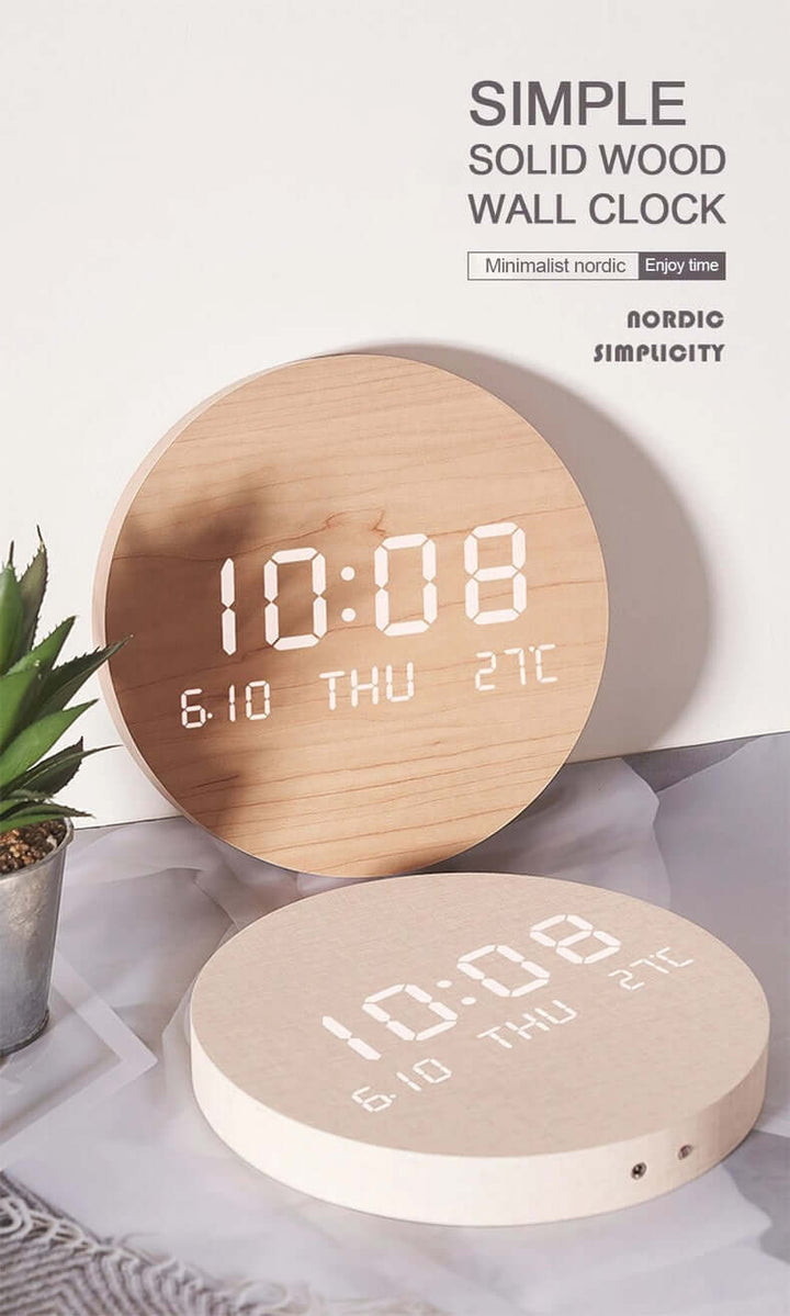 LED Digital Wall Clock w/ Temperature & Date Time Display