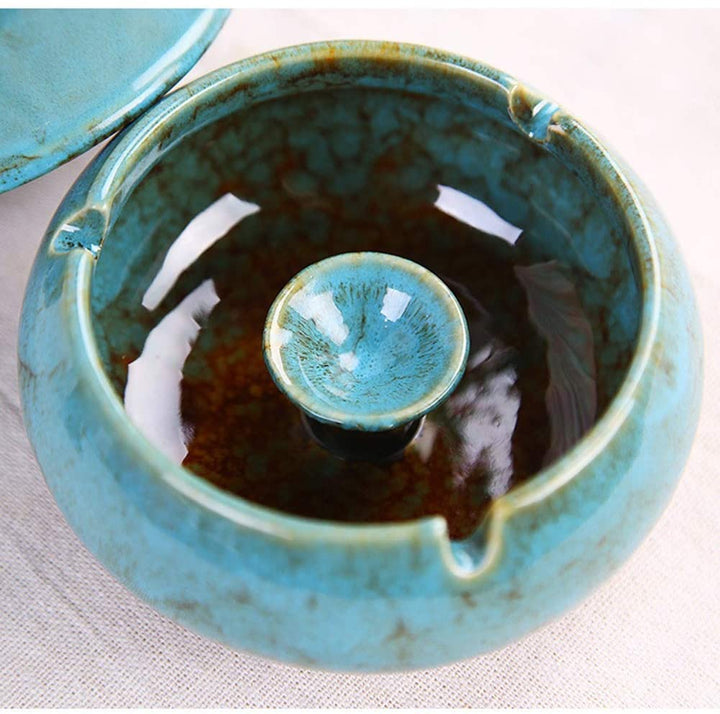 Handmade Ceramic Ashtray for Home Decoration, Blue