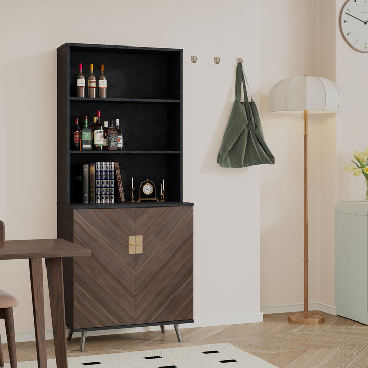 Accent Bar Cabinet with Doors and Storage for Living Room